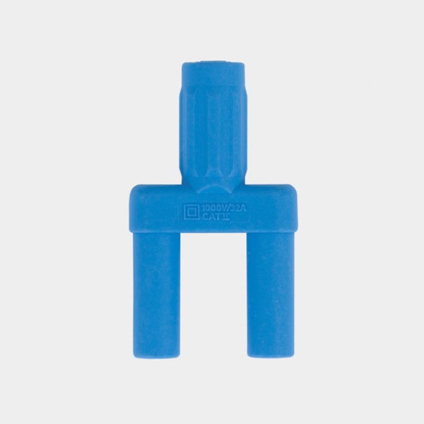 4-mm-Abzweigbrückenstecker blau, Satz 10